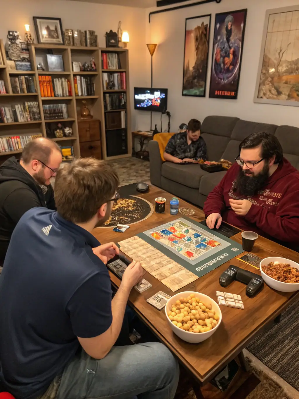 A group of community members participating in an esports-themed social event, playing games and connecting with fellow enthusiasts, in a relaxed and inclusive environment.